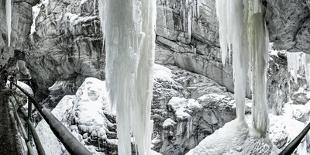 Icicles in the Breitachklamm Near Oberstdorf, Bavaria, Germany, Footpath Through the Gorge-Markus Leser-Photographic Print