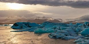 The Sun Sets over Icebergs Floating in the Famous Glacier Lagoon-Markus Schieder-Photographic Print