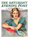 "Woman in Teal," Saturday Evening Post Cover, March 11, 1933-Marland Stone-Premium Giclee Print