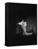 Marlene Dietrich, Wearing White Ermine Fur Coat During Her First Performance at the Titania Palast-James Whitmore-Framed Stretched Canvas
