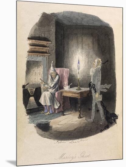 Marley's Ghost. Ebenezer Scrooge Visited by a Ghost-John Leech-Mounted Giclee Print