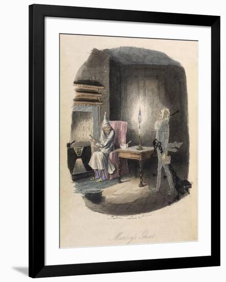 Marley's Ghost. Ebenezer Scrooge Visited by a Ghost-John Leech-Framed Giclee Print