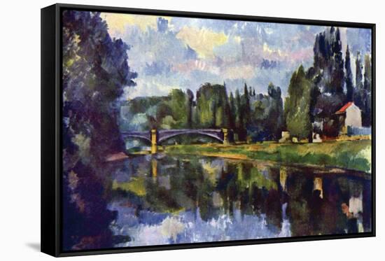 Marne Shore-Paul Cézanne-Framed Stretched Canvas