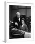 MARNIE, 1964 directed by ALFRED HITCHCOCK On the set, Alfred Hitchcock and Tippi Hedren (b/w photo)-null-Framed Photo