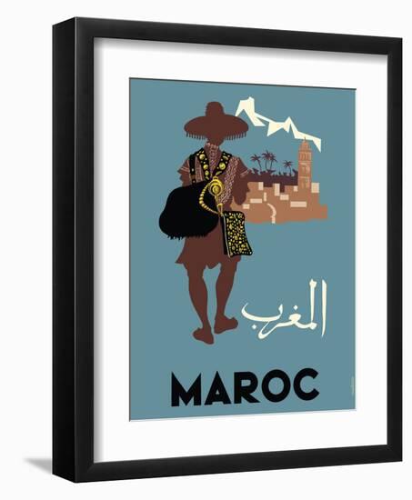 Maroc (Morocco) - Native Moroccan approaches town-Claude Fevrier-Framed Giclee Print