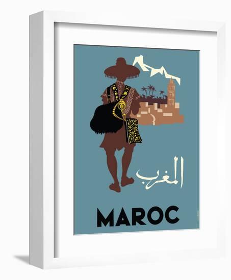 Maroc (Morocco) - Native Moroccan approaches town-Claude Fevrier-Framed Giclee Print