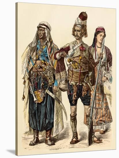 Maronite of Lebanon (Left), Armed Zeibek, and Christian Lebanese Woman-null-Stretched Canvas