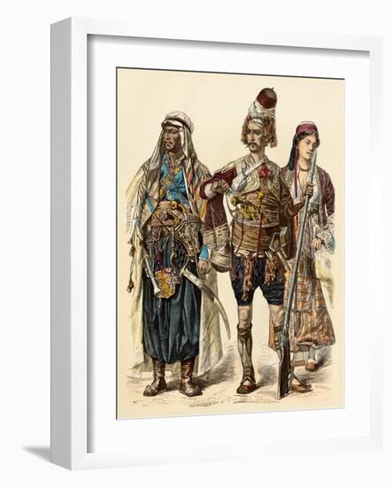 Maronite of Lebanon (Left), Armed Zeibek, and Christian Lebanese Woman-null-Framed Giclee Print