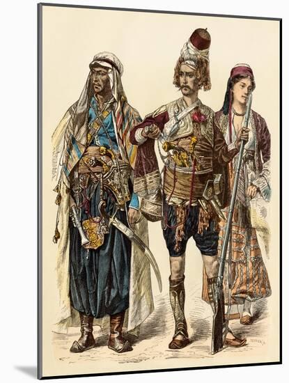 Maronite of Lebanon (Left), Armed Zeibek, and Christian Lebanese Woman-null-Mounted Giclee Print