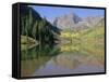 Maroon Bells, Aspen, Colorado, Rocky Mountains, USA-Jean Brooks-Framed Stretched Canvas