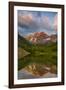 Maroon Bells reflect into calm Maroon Lake near Aspen, Colorado, USA-Chuck Haney-Framed Photographic Print