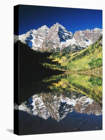 Maroon Bells Reflected in Maroon Lake, White River National Forest, Colorado, USA-Adam Jones-Stretched Canvas