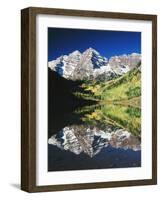 Maroon Bells Reflected in Maroon Lake, White River National Forest, Colorado, USA-Adam Jones-Framed Photographic Print