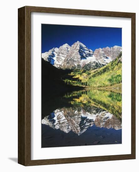 Maroon Bells Reflected in Maroon Lake, White River National Forest, Colorado, USA-Adam Jones-Framed Photographic Print