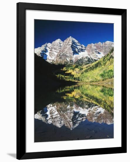 Maroon Bells Reflected in Maroon Lake, White River National Forest, Colorado, USA-Adam Jones-Framed Photographic Print