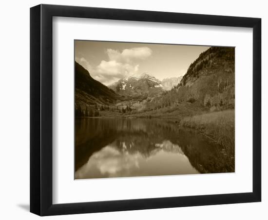 Maroon Bells Reflected in Maroon Lake, White River National Forest, Colorado, USA-Adam Jones-Framed Photographic Print