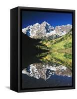 Maroon Bells Reflected in Maroon Lake, White River National Forest, Colorado, USA-Adam Jones-Framed Stretched Canvas