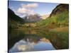 Maroon Bells Reflected in Maroon Lake, White River National Forest, Colorado, USA-Adam Jones-Stretched Canvas