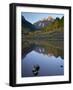 Maroon Bells Reflected in Maroon Lake With Fall Color, White River National Forest, Colorado, USA-James Hager-Framed Photographic Print