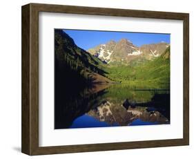 Maroon Bells Reflecting onto Lake-James Randklev-Framed Photographic Print