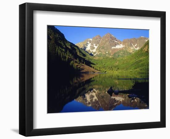 Maroon Bells Reflecting onto Lake-James Randklev-Framed Photographic Print