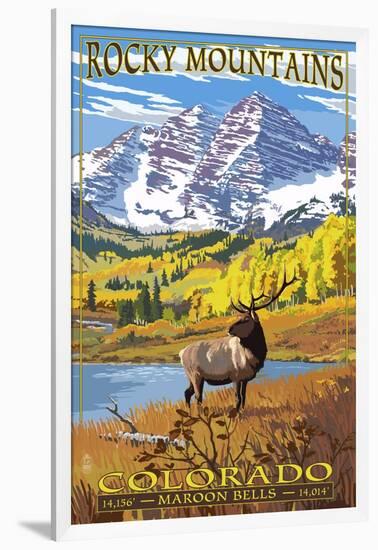 Maroon Bells - Rocky Mountain National Park-Lantern Press-Framed Art Print