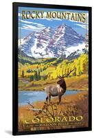 Maroon Bells - Rocky Mountain National Park-Lantern Press-Framed Art Print