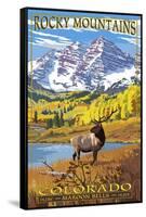 Maroon Bells - Rocky Mountain National Park-Lantern Press-Framed Stretched Canvas