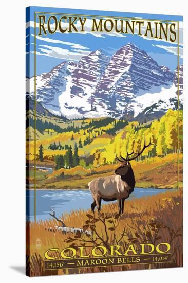 Maroon Bells - Rocky Mountain National Park-Lantern Press-Stretched Canvas