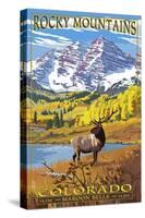 Maroon Bells - Rocky Mountain National Park-Lantern Press-Stretched Canvas