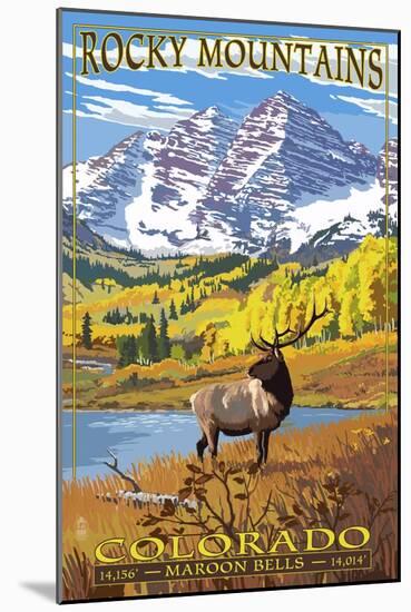 Maroon Bells - Rocky Mountain National Park-Lantern Press-Mounted Art Print