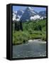 Maroon Bells Seen from Stream Rushing to Feed Maroon Lake Nearby, Rocky Mountains, USA-Nedra Westwater-Framed Stretched Canvas