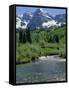 Maroon Bells Seen from Stream Rushing to Feed Maroon Lake Nearby, Rocky Mountains, USA-Nedra Westwater-Framed Stretched Canvas