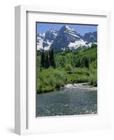 Maroon Bells Seen from Stream Rushing to Feed Maroon Lake Nearby, Rocky Mountains, USA-Nedra Westwater-Framed Photographic Print