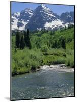 Maroon Bells Seen from Stream Rushing to Feed Maroon Lake Nearby, Rocky Mountains, USA-Nedra Westwater-Mounted Photographic Print