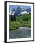 Maroon Bells Seen from Stream Rushing to Feed Maroon Lake Nearby, Rocky Mountains, USA-Nedra Westwater-Framed Photographic Print