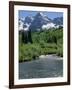 Maroon Bells Seen from Stream Rushing to Feed Maroon Lake Nearby, Rocky Mountains, USA-Nedra Westwater-Framed Photographic Print