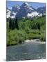 Maroon Bells Seen from Stream Rushing to Feed Maroon Lake Nearby, Rocky Mountains, USA-Nedra Westwater-Mounted Photographic Print