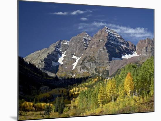 Maroon Bells With Fall Color, White River National Forest, Colorado, USA-James Hager-Mounted Photographic Print