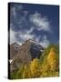 Maroon Bells with Fall Color, White River National Forest, Colorado-James Hager-Stretched Canvas