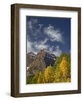 Maroon Bells with Fall Color, White River National Forest, Colorado-James Hager-Framed Photographic Print