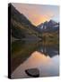 Maroon Bells with Fall Colors During a Clearing Storm in the Evening, White River National Forest-James Hager-Stretched Canvas