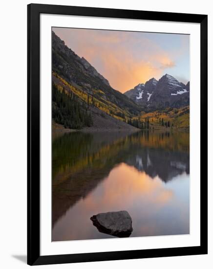 Maroon Bells with Fall Colors During a Clearing Storm in the Evening, White River National Forest-James Hager-Framed Premium Photographic Print