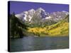 Maroon Lake and Autumn Foliage, Maroon Bells, CO-David Carriere-Stretched Canvas