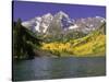 Maroon Lake and Autumn Foliage, Maroon Bells, CO-David Carriere-Stretched Canvas