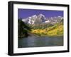 Maroon Lake and Autumn Foliage, Maroon Bells, CO-David Carriere-Framed Premium Photographic Print