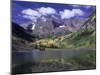 Maroon Lake and Autumn Foliage, Maroon Bells, CO-David Carriere-Mounted Premium Photographic Print