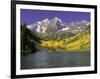 Maroon Lake and Autumn Foliage, Maroon Bells, CO-David Carriere-Framed Photographic Print