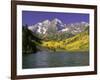 Maroon Lake and Autumn Foliage, Maroon Bells, CO-David Carriere-Framed Photographic Print