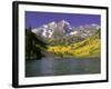 Maroon Lake and Autumn Foliage, Maroon Bells, CO-David Carriere-Framed Photographic Print